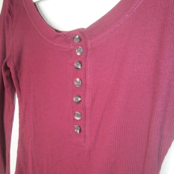 Lulus Simply the Best Burgundy Long Sleeve Button-Front Bodysuit - Size Medium - Picture 4 of 6